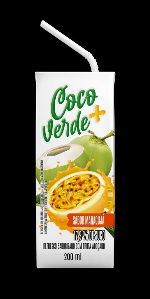 Coco Verde+ Sabor Maracujá 200ml com Canudo